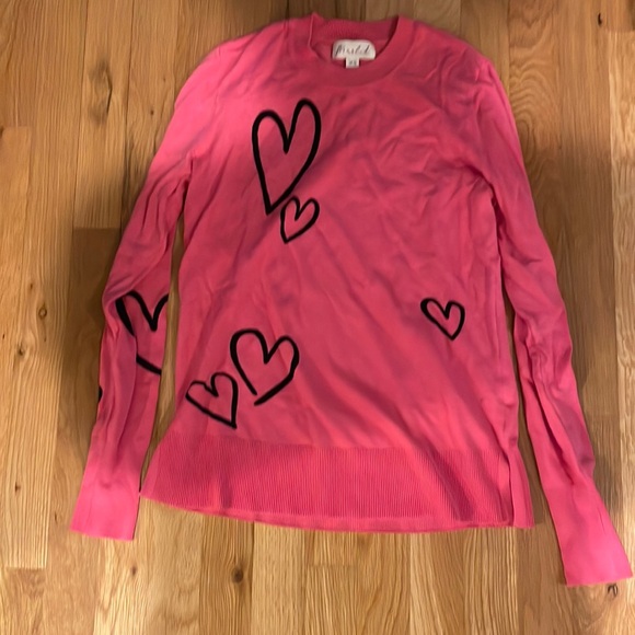 Marled Tops - Pink Hearts Sweater